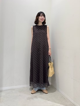 「RODE SKO(ロデスコ)の『MADE IN JAPAN』 スクエアメッシュフラットシューズ(バレエシューズ、ベージュ系)」を使った、向日葵さん(レディース・163cm)の夏コーディネート