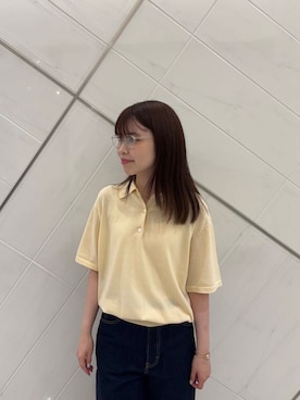 「URBAN RESEARCH（アーバンリサーチ）のシャツカラーハーフスリーブニット（ニット/セーター）」を使った、向日葵さん（レディース・163cm）の夏コーディネート