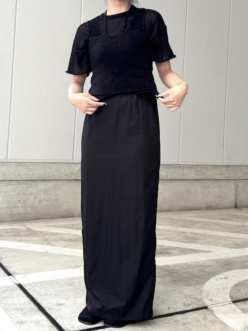 セール】【LA PEAU DE GEM】beltless nylon skirt/ベルトレス