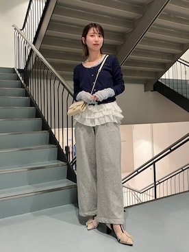 「ORiental TRaffic（オリエンタルトラフィック）のドットチュールヒールブーツ/56108（ブーツ、ベージュ系）」を使った、sakaeさん（レディース・162cm）の春コーディネート