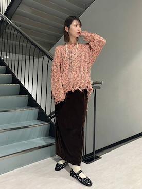 「ORiental TRaffic（オリエンタルトラフィック）のビジュー付き シアー メリージェーン パンプス /61120（パンプス、ブラック系）」を使った、sakaeさん（レディース・162cm）の春コーディネート