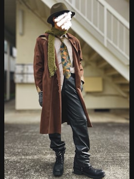 「アイテム（チェスターコート）」を使った、piramoさん（メンズ・170cm）の秋コーディネート