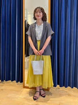 「半袖ジャケット」｜「アイテム（ジャケット/アウター）」を使った、miyuさん（レディース・159cm）の夏コーディネート