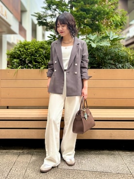 「アイテム（テーラードジャケット）」を使った、miyuさん（レディース・159cm）の秋コーディネート