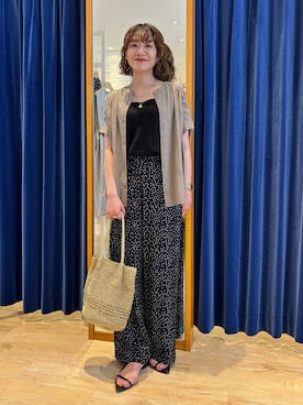 「シアーシャツ」｜「アイテム（ブラウン系）」を使った、miyuさん（レディース・159cm）の夏コーディネート