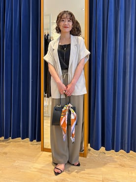 「半袖ジャケット」｜「アイテム（ジャケット/アウター）」を使った、miyuさん（レディース・159cm）の夏コーディネート