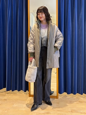 「アイテム（ダッフルコート）」を使った、miyuさん（レディース・159cm）の冬コーディネート