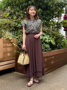 「MICO COULIER（ミコクリエ）のアイテム」を使った、miyuさん（レディース・159cm）の夏コーディネート