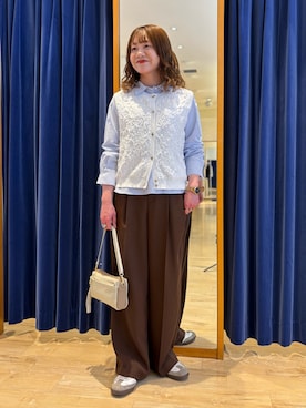 「MICO COULIER（ミコクリエ）のアイテム（パンツ）」を使った、miyuさん（レディース・159cm）の春コーディネート