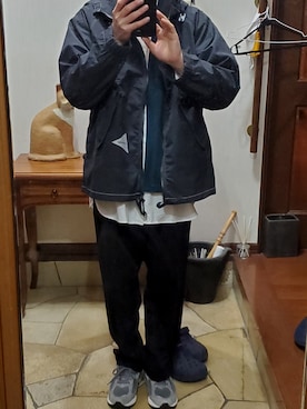 「and wander（アンドワンダー）のアイテム（ジャケット/アウター）」を使った、ishsatさん（メンズ・171cm）の春コーディネート