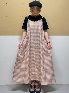 「アイテム（ワンピース、ピンク系）」を使った、とださん（レディース・152cm）の春コーディネート