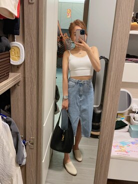 「YSL（ワイエスエル）のアイテム（バッグ）」を使った、hoyeezさん（レディース・147cm）の夏コーディネート