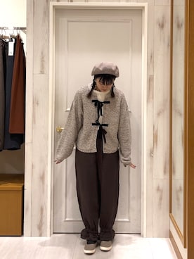「秋先取りコーデ」｜「アイテム（ノーカラージャケット）」を使った、こやま◡̈さん（レディース・153cm）の秋コーディネート