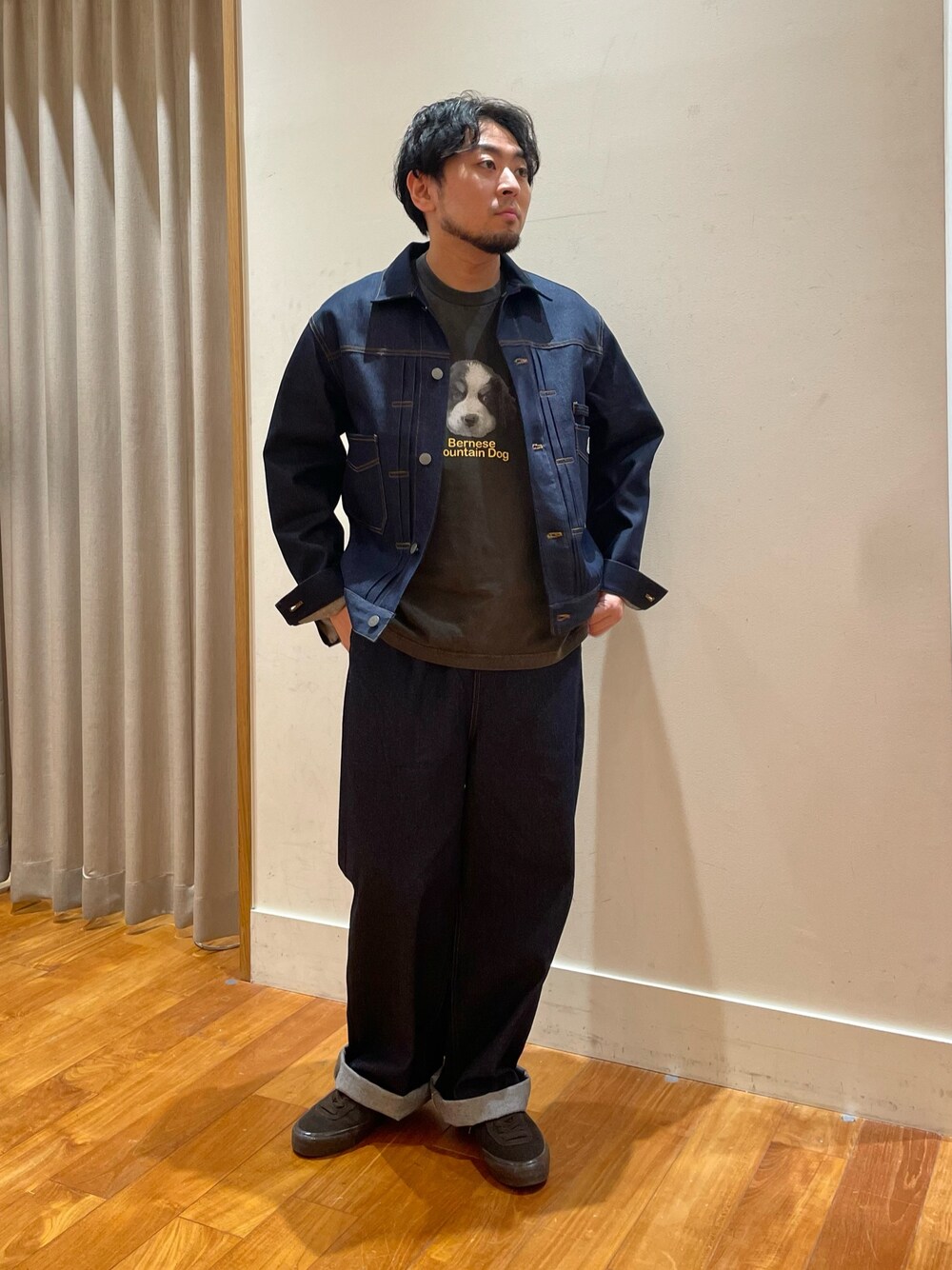 「秋コーデ、メンズファッション、大人コーデ、初秋コーデ、30代コーデ、デニムパンツ、デニムジャケット、セットアップ、アメカジ、アメカジコーデ」｜「GEVACOの【GEVACO/ゲバコ】10oz デニムジャケット Gジャン（デニムジャケット、ブルー系）」を使った、shouen392さん（メンズ・166cm）の秋コーディネートの1枚目の写真