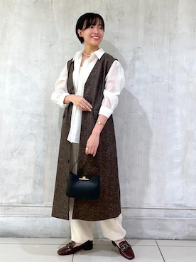 「SALON adam et rope'（サロン アダム エ ロペ）のエンブロイダリースウェットパンツ-CreamyCotton /クリーミーコットン-（その他パンツ）」を使った、amuroさん（レディース・167cm）の秋コーディネート