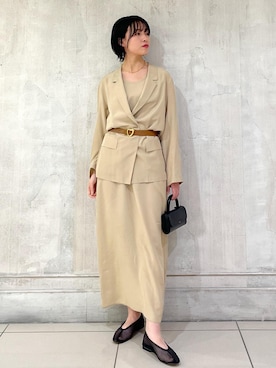 「アイテム（ワンピース/ドレス、ベージュ系）」を使った、amuroさん（レディース・167cm）の春コーディネート