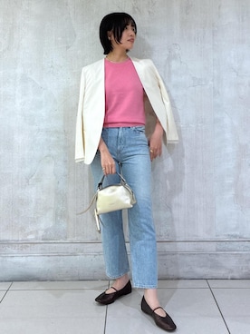 「アイテム（ノーカラージャケット）」を使った、amuroさん（レディース・167cm・30代）の秋コーディネート