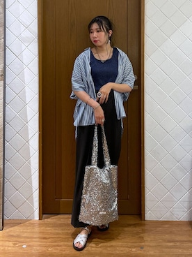 megu46miさんの「らくっション2WAYラメサンダル/120748」を使ったコーディネート