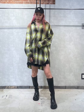 「PAGEBOY（ページボーイ）のオンブレチェックルーズシャツ（シャツ/ブラウス）」を使った、megu46miさん（レディース・162cm）の秋コーディネート