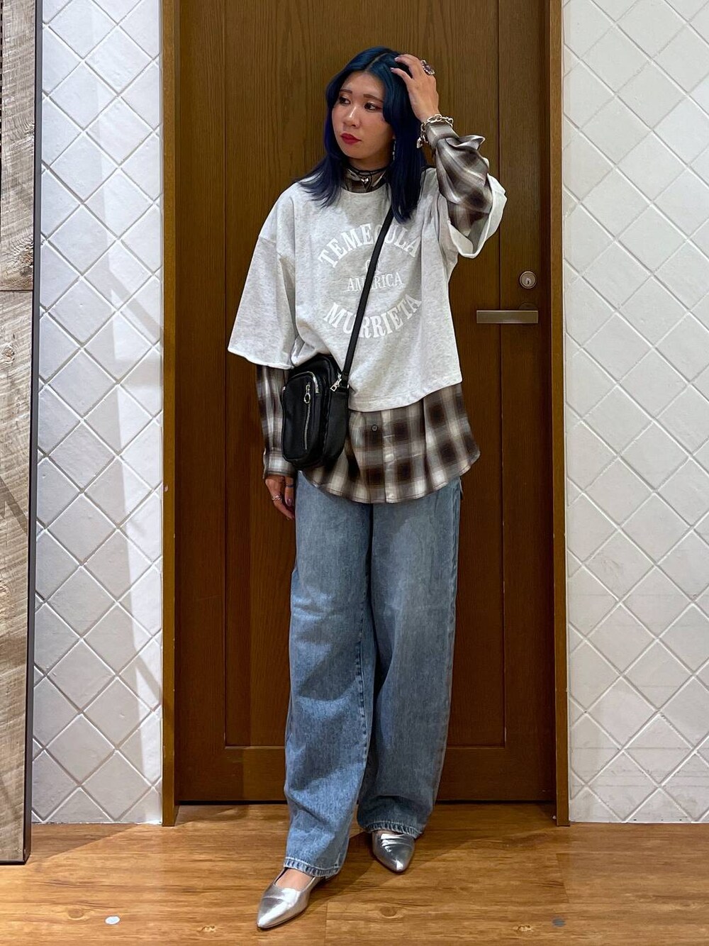 GLOBAL WORK（グローバルワーク）の「ラメチェックシャツ/140330