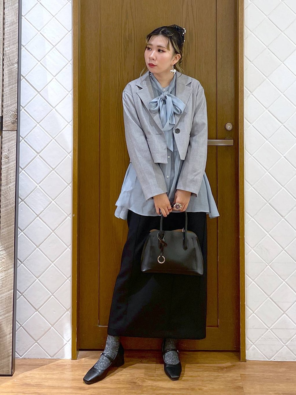 MATINEE LINE/リボン付きペプラムブラウス/288772を使った人気