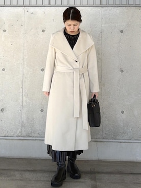 「アイテム（ステンカラーコート）」を使った、Mさん（レディース・161cm）の秋コーディネート