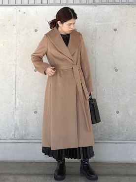 「アイテム（ステンカラーコート）」を使った、Mさん（レディース・161cm・40代）の秋コーディネート