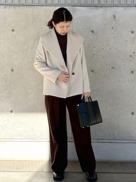 「ニット/セーター」｜「アイテム（ジャケット/アウター）」を使った、Mさん（レディース・161cm）の冬コーディネート