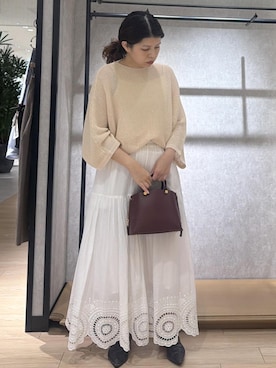 「ROPE'（ロペ）のアイテム（ニット/セーター）」を使った、Mさん（レディース・161cm）の夏コーディネート
