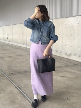 「ROPE'（ロペ）の【E'POR】BAMBOO BAG Medium/軽量・通勤・26SS（ハンドバッグ、ブラック系）」を使った、Mさん（レディース・161cm）の春コーディネート