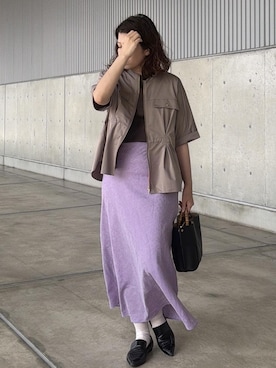 「ROPE'（ロペ）の【E'POR】BAMBOO BAG Medium/軽量・通勤・26SS（ハンドバッグ、ブラック系）」を使った、Mさん（レディース・161cm）の春コーディネート