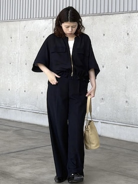 「ROPE'（ロペ）の【teau・牛革・マルチWAY】panier vine shoulder bag/持ち手長さ調整可能（ハンドバッグ、イエロー系）」を使った、Mさん（レディース・161cm）の春コーディネート