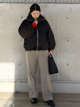 「アイテム（トートバッグ）」を使った、Mさん（レディース・161cm・40代）の冬コーディネート