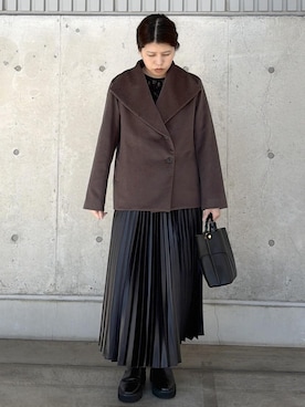 「アイテム（ステンカラーコート）」を使った、Mさん（レディース・161cm・40代）の秋コーディネート