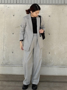 「ROPE'（ロペ）のストレッチレースカットソー/イージーケア（Tシャツ/カットソー）」を使った、Mさん（レディース・161cm）の秋コーディネート