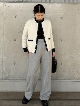 「アイテム（カーディガン/ボレロ）」を使った、Mさん（レディース・161cm・40代）の秋コーディネート