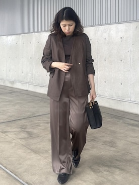 「ROPE'（ロペ）の【E'POR】BAMBOO BAG Medium/軽量・通勤・26SS（ハンドバッグ、ブラック系）」を使った、Mさん（レディース・161cm）の春コーディネート