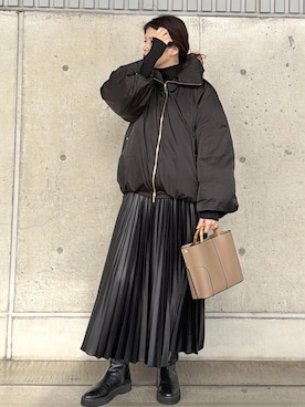 「ワントーンコーデ」｜「アイテム（ジャケット/アウター）」を使った、Mさん（レディース・161cm）の冬コーディネート