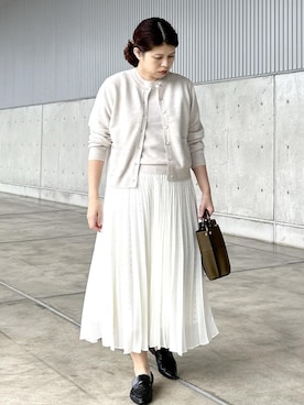 「ROPE'（ロペ）のスクエアドットプリントププリーツスカート（スカート）」を使った、Mさん（レディース・161cm）の秋コーディネート