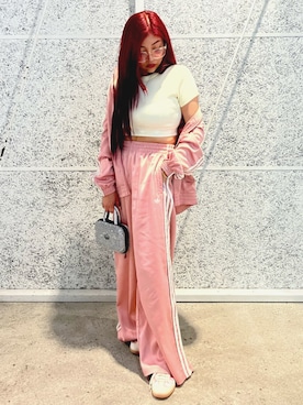 「サテンパンツ」｜「アイテム（ピンク系）」を使った、AAさん（レディース・158cm）の夏コーディネート