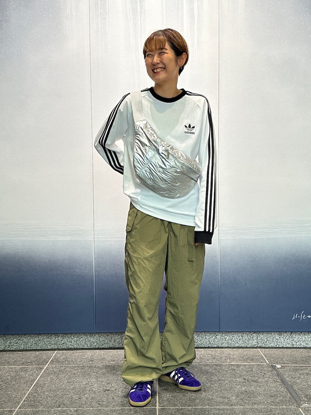 ★人気★ ADIDAS ウエストバッグ パフィー サテン シルバー ☆【Adidas】☆ウエストバッグ パフィー サテン シルバー