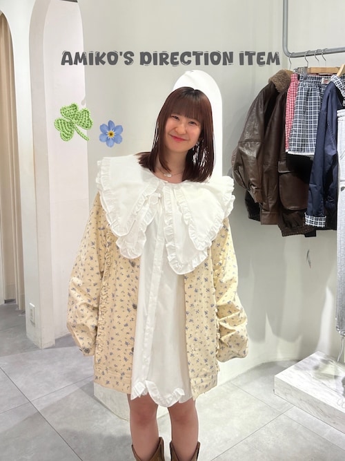 w closet Am花柄フリルジャケット Am花柄フリルジャケット（ブルゾン）｜w closet（ダブルクローゼット