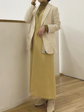 「UNIQLO（ユニクロ）のアイテム（テーラードジャケット、ホワイト系）」を使った、no306021さん（レディース・158cm）の春コーディネート
