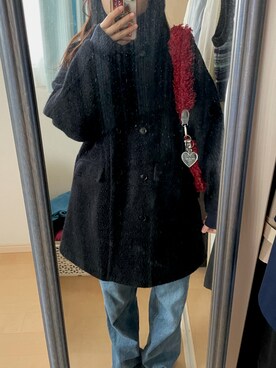 「callautia（カラウティア）のアイテム（ステンカラーコート）」を使った、Sakiさん（レディース・157cm）の冬コーディネート