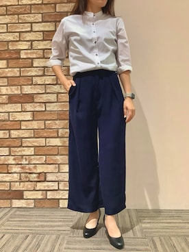 「アイテム（ビジネスシャツ）」を使った、BRICK HOUSE シャツ工房 京都イオンモール店さん（レディース・167cm）の夏コーディネート