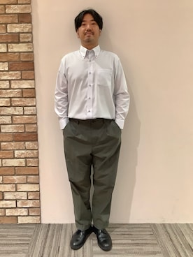 「アイテム（ビジネスシャツ）」を使った、BRICK HOUSE シャツ工房 京都イオンモール店さん（メンズ・176cm）の夏コーディネート