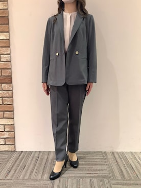 「TOKYO SHIRTS（トウキョウシャツ）のシルキーサテン ピンタック ブラウス（シャツ/ブラウス、ベージュ系）」を使った、BRICK HOUSE シャツ工房 京都イオンモール店さん（メンズ・169cm）の春コーディネート