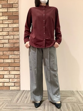 「スタンドカラー」｜BRICK HOUSE シャツ工房 京都イオンモール店さん（レディース・160cm）の秋コーディネート
