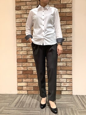 「アイテム（ビジネスシャツ）」を使った、BRICK HOUSE シャツ工房 京都イオンモール店さん（レディース・167cm）の秋コーディネート