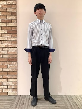 「アイテム（ビジネスシャツ）」を使った、BRICK HOUSE シャツ工房 京都イオンモール店さん（メンズ・184cm）の夏コーディネート